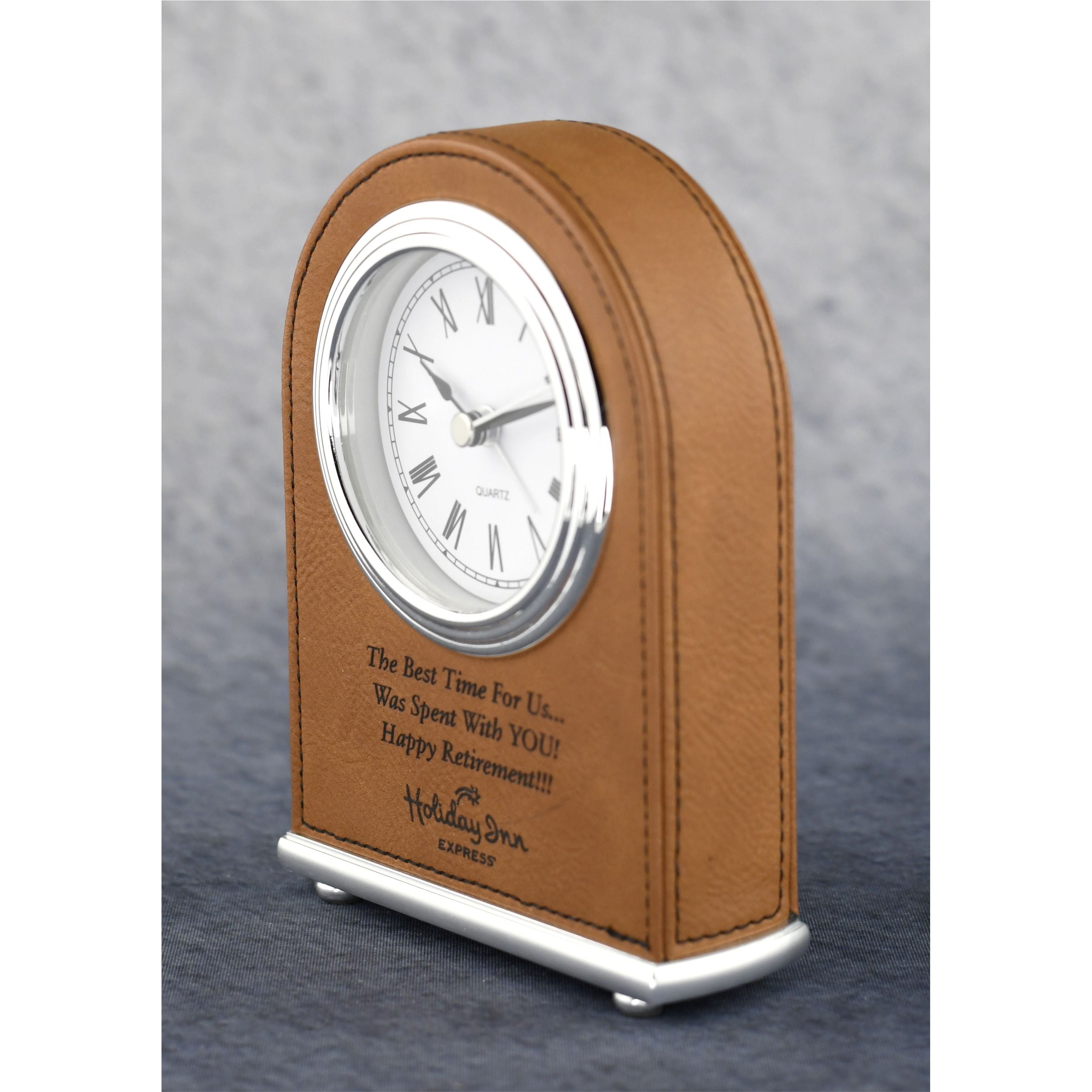 Laserable Leatherette Arch Desk Clock